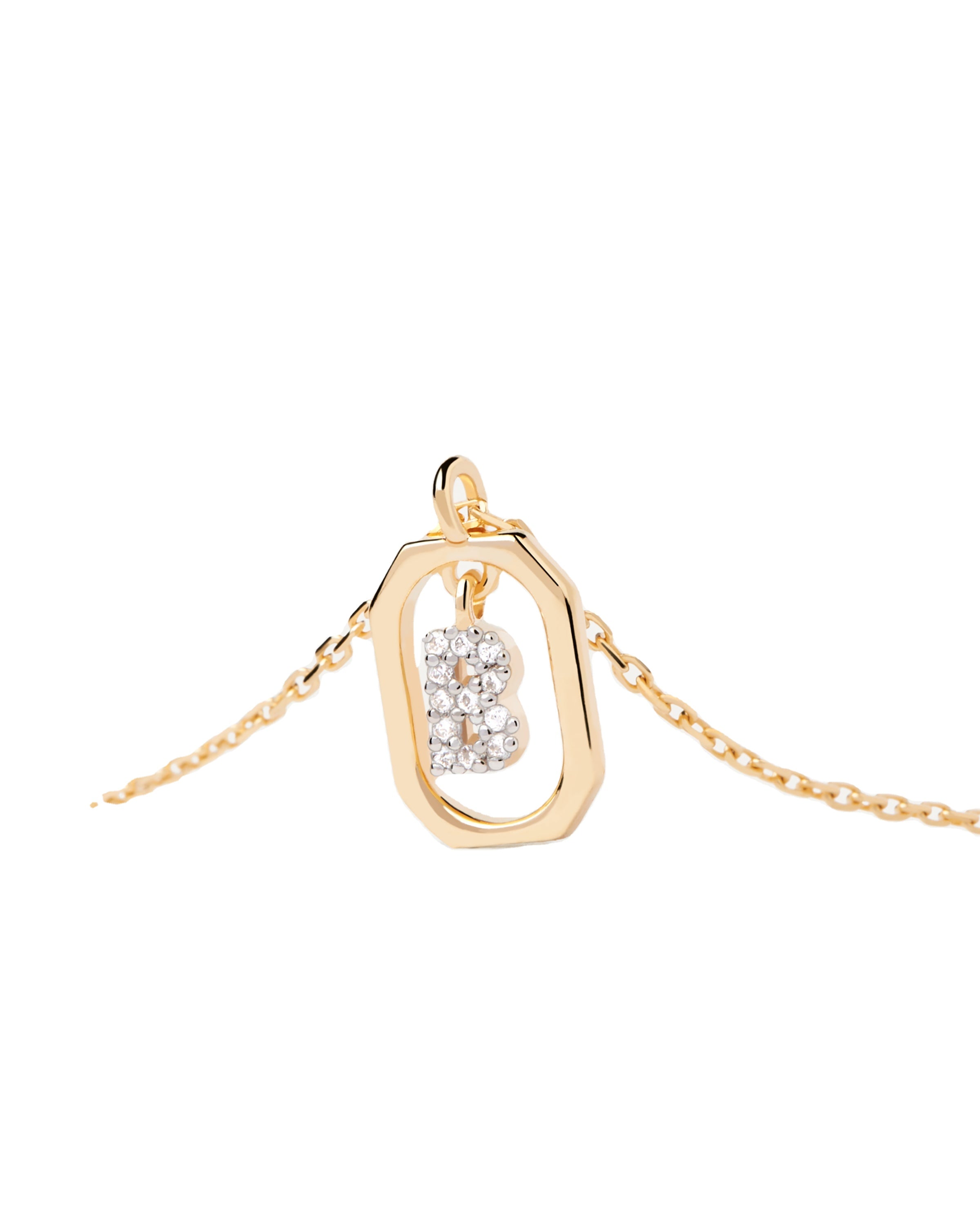 18K vergulde ketting met hanger met A-Z-letter in 925 zilver