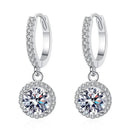 <tc>1ct ronde Moissanite oorbellen in 925 zilver</tc>