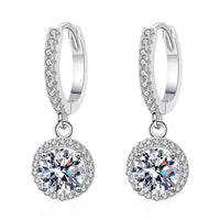 <tc>1ct ronde Moissanite oorbellen in 925 zilver</tc>