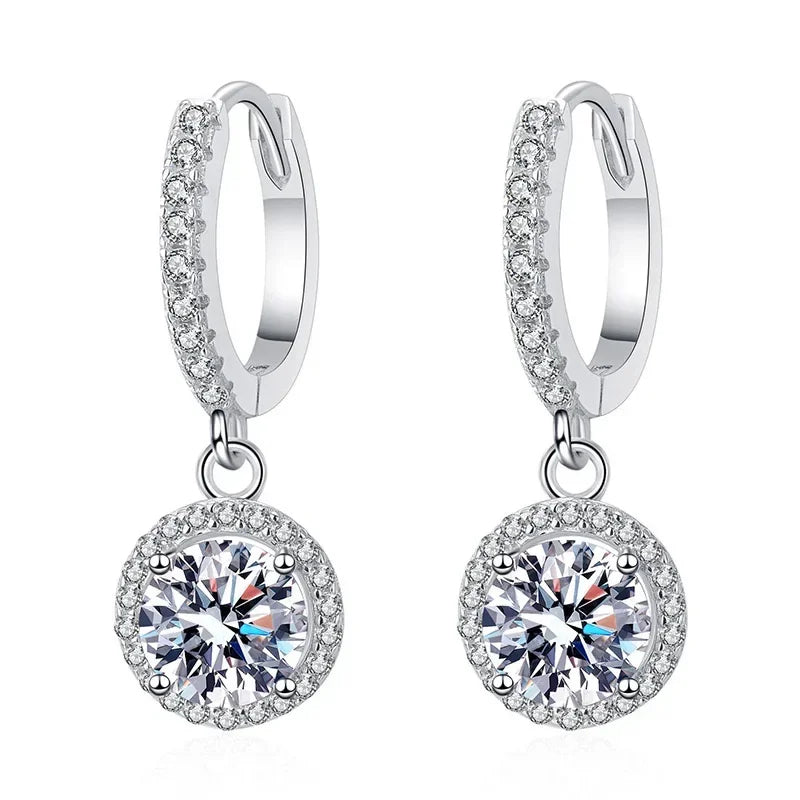 <tc>1ct ronde Moissanite oorbellen in 925 zilver</tc>