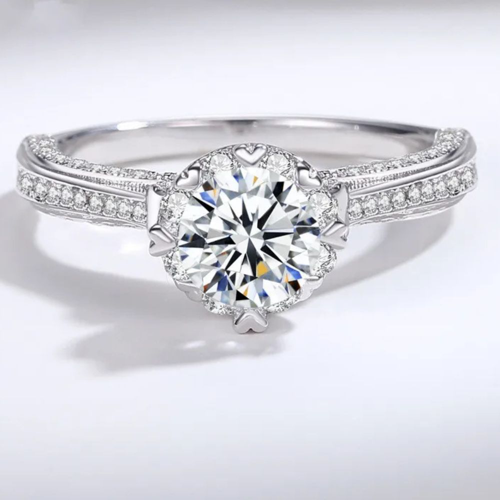 <tc>Knoopring van S925 Sterling Zilver met 1ct Moissaniet</tc>