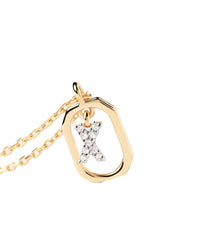 18K vergulde ketting met hanger met A-Z-letter in 925 zilver
