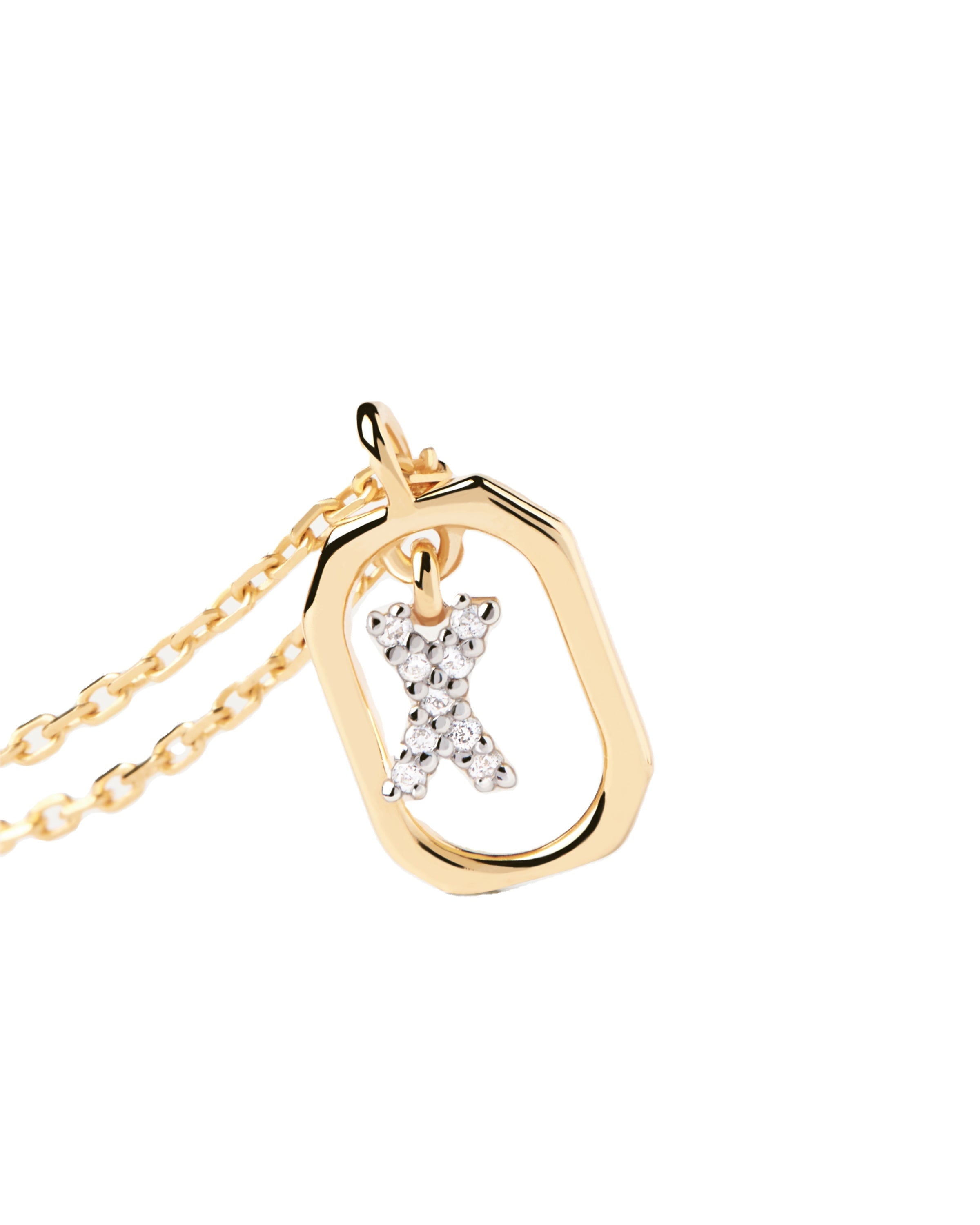 18K vergulde ketting met hanger met A-Z-letter in 925 zilver