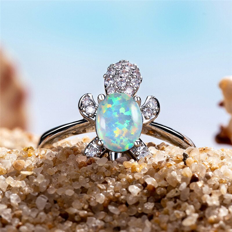 Ocean Opal Turtle Ring