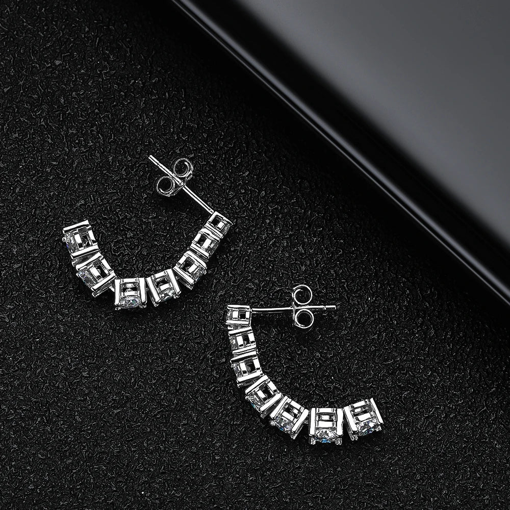 <tc>Hangende Moissaniet Oorbellen van S925 Sterling Zilver</tc>