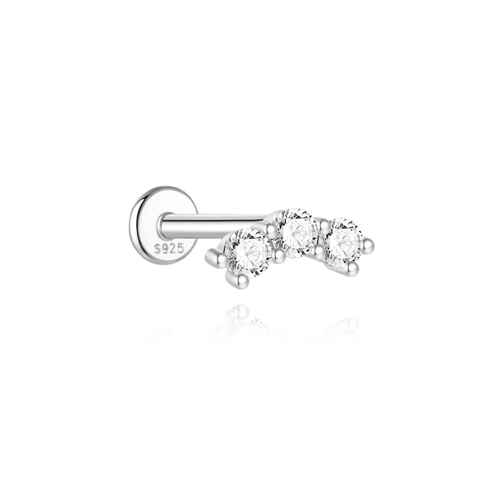 <tc>Plat Achter Moissaniet Oorbellen van 925 Sterling Zilver</tc>