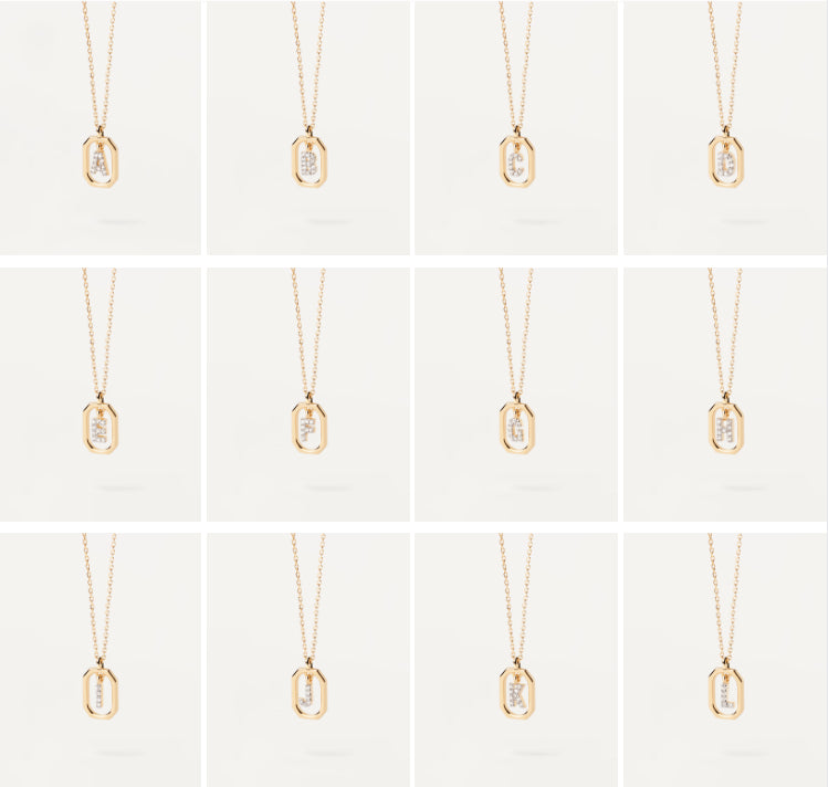 18K vergulde ketting met hanger met A-Z-letter in 925 zilver