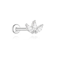 <tc>Plat Achter Moissaniet Oorbellen van 925 Sterling Zilver</tc>