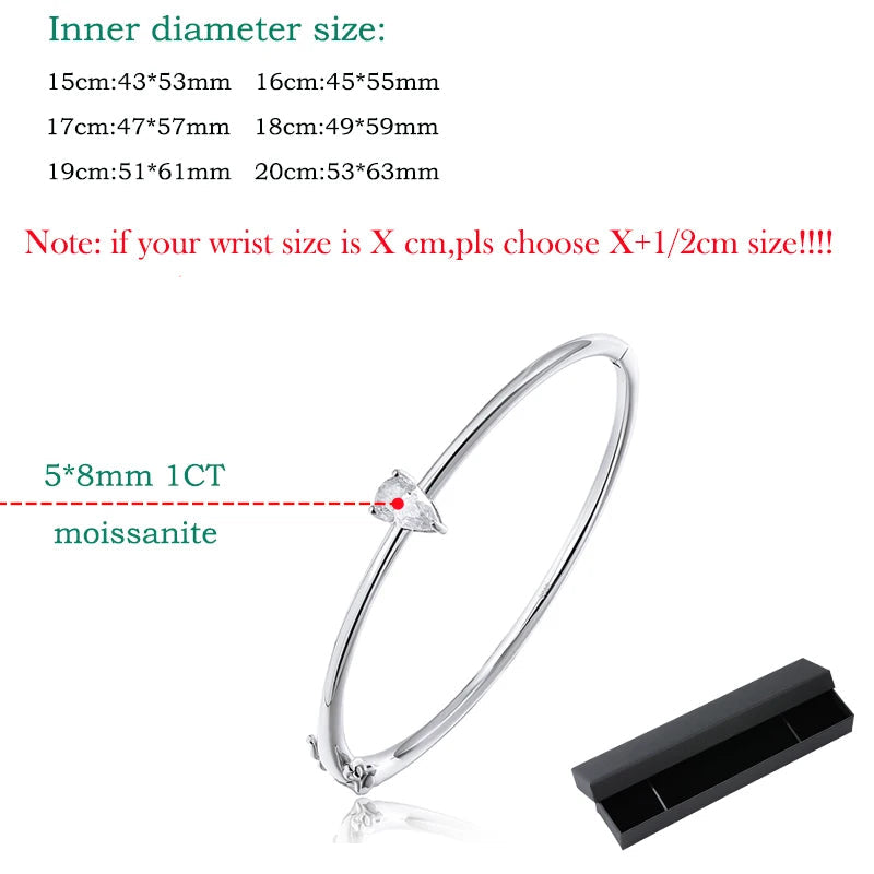 <tc>Pear Moissanite damesarmband, 925 sterling zilver</tc>
