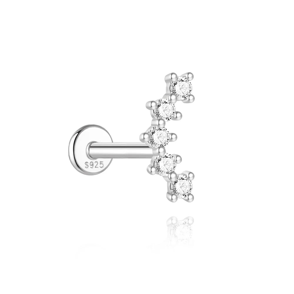 <tc>Plat Achter Moissaniet Oorbellen van 925 Sterling Zilver</tc>