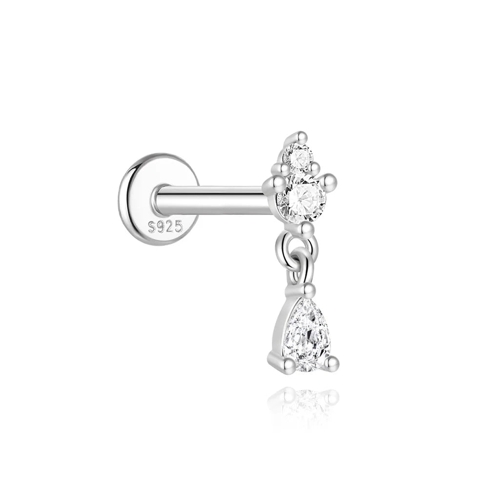 <tc>Plat Achter Moissaniet Oorbellen van 925 Sterling Zilver</tc>