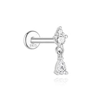 <tc>Plat Achter Moissaniet Oorbellen van 925 Sterling Zilver</tc>