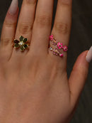 <tc>Delicate Bloemring met Roze en Witte Zirkonia</tc>