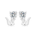 Gepersonaliseerde kattenoorbellen in 925 zilver met moissanite