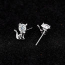 Gepersonaliseerde kattenoorbellen in 925 zilver met moissanite
