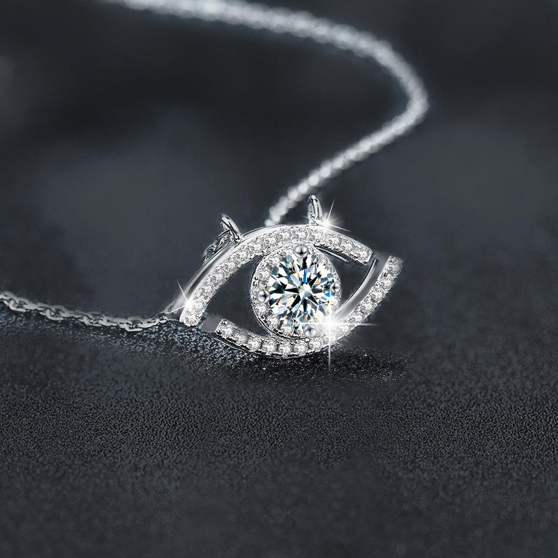Moissanite Waking Eye-hangerketting in 925 zilver