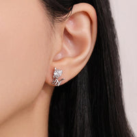 Gepersonaliseerde kattenoorbellen in 925 zilver met moissanite