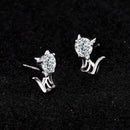 Gepersonaliseerde kattenoorbellen in 925 zilver met moissanite