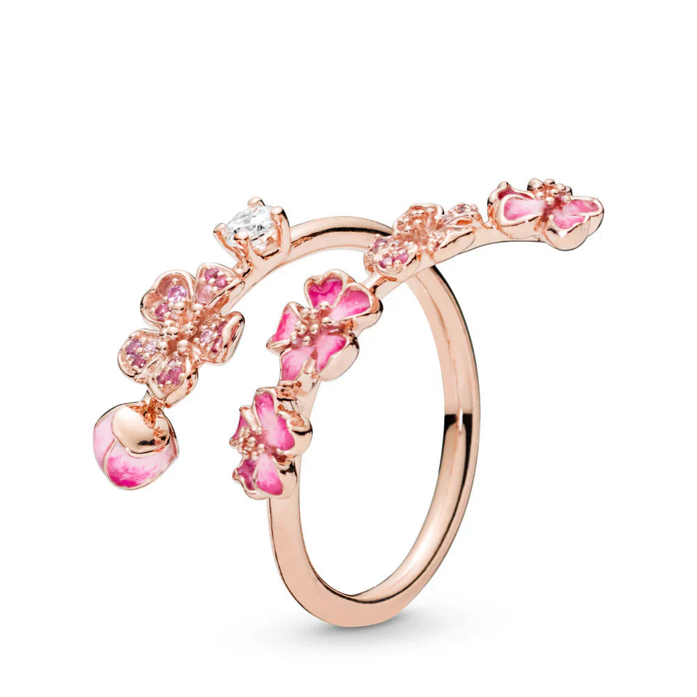 <tc>Delicate Bloemring met Roze en Witte Zirkonia</tc>