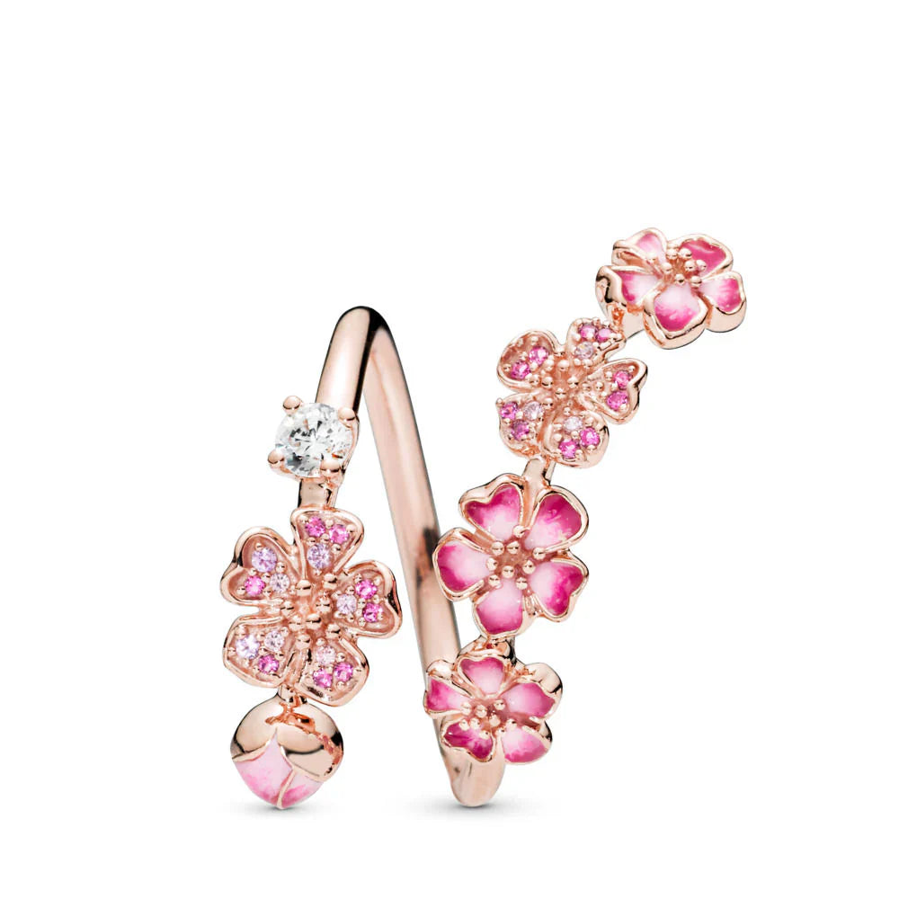 <tc>Delicate Bloemring met Roze en Witte Zirkonia</tc>