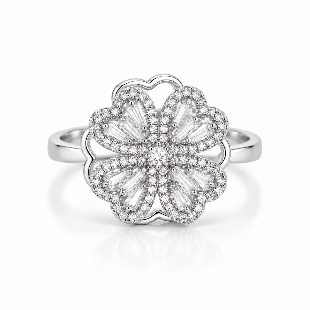 Rotating Corolla Ring — Four Sparkles in Perfect Harmony
