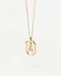 18K vergulde ketting met hanger met A-Z-letter in 925 zilver