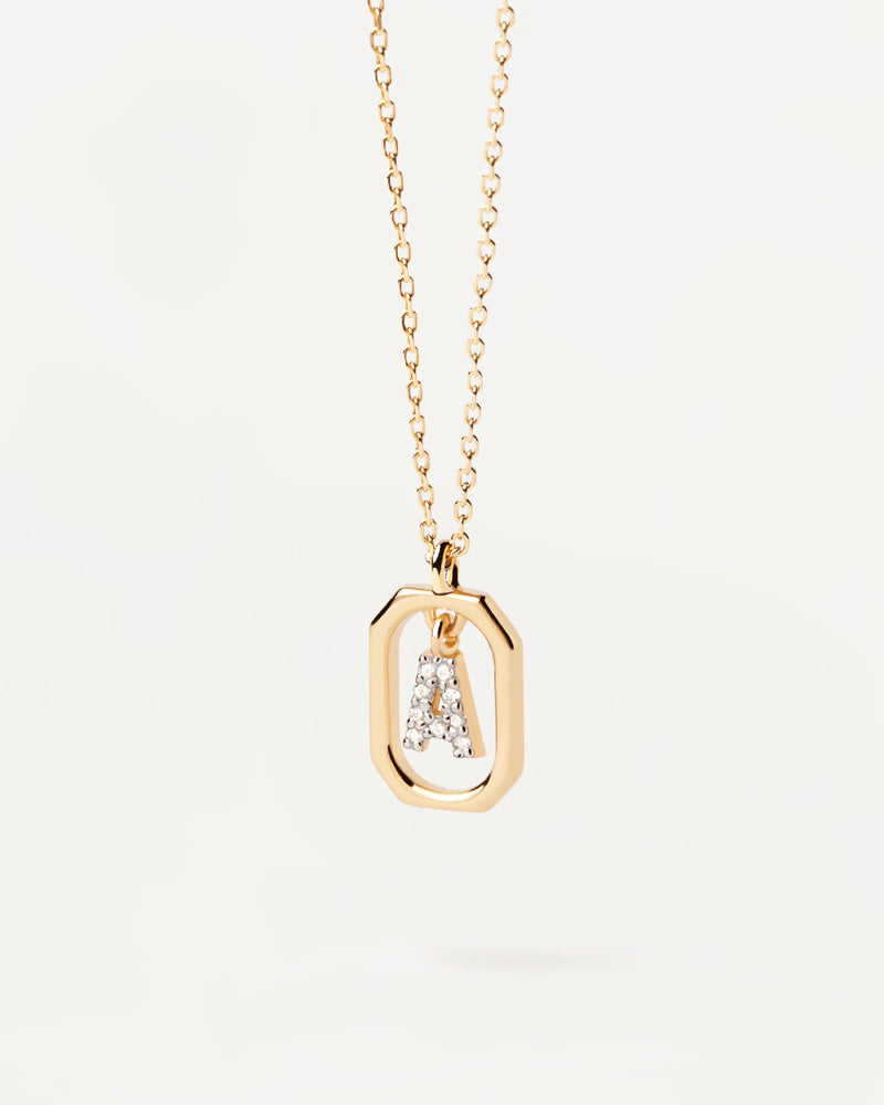 18K vergulde ketting met hanger met A-Z-letter in 925 zilver