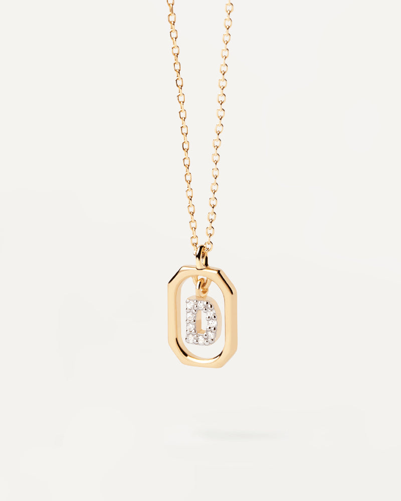 18K vergulde ketting met hanger met A-Z-letter in 925 zilver