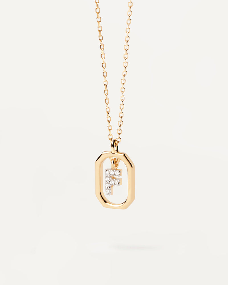 18K vergulde ketting met hanger met A-Z-letter in 925 zilver