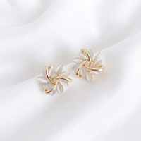 White Opal Floral Earrings