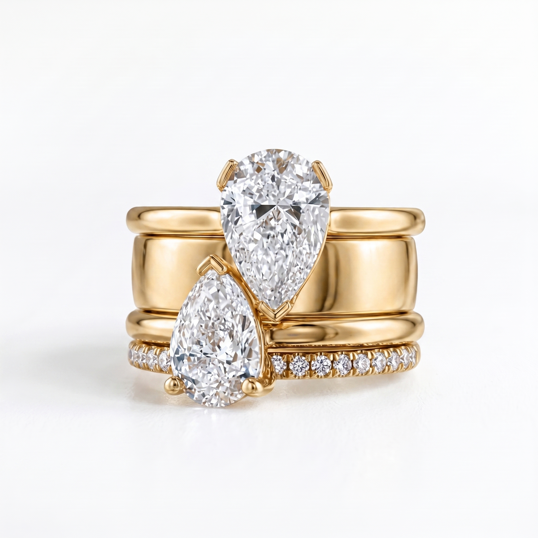 Vintage Dual Zirconia Drop Ring