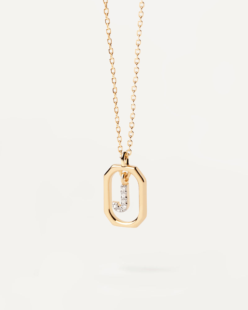 18K vergulde ketting met hanger met A-Z-letter in 925 zilver