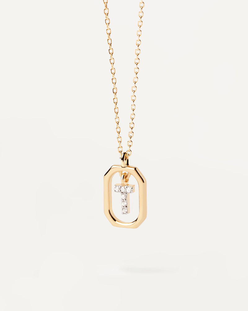 18K vergulde ketting met hanger met A-Z-letter in 925 zilver