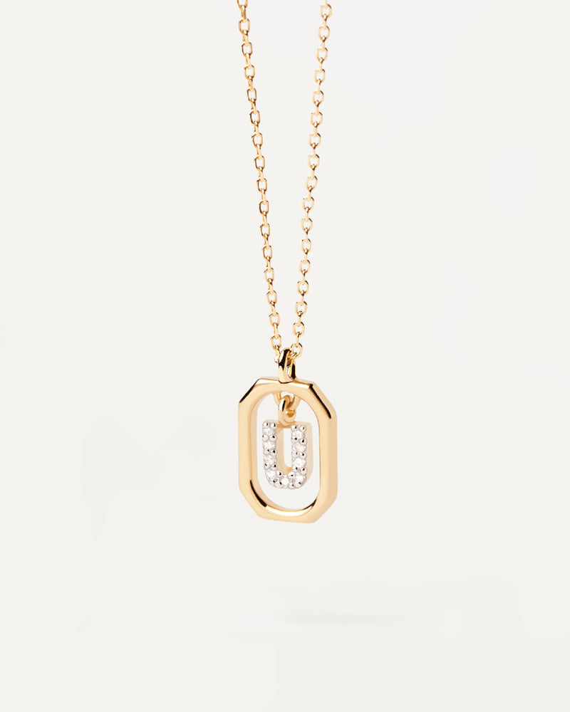 18K vergulde ketting met hanger met A-Z-letter in 925 zilver