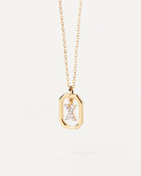 18K vergulde ketting met hanger met A-Z-letter in 925 zilver