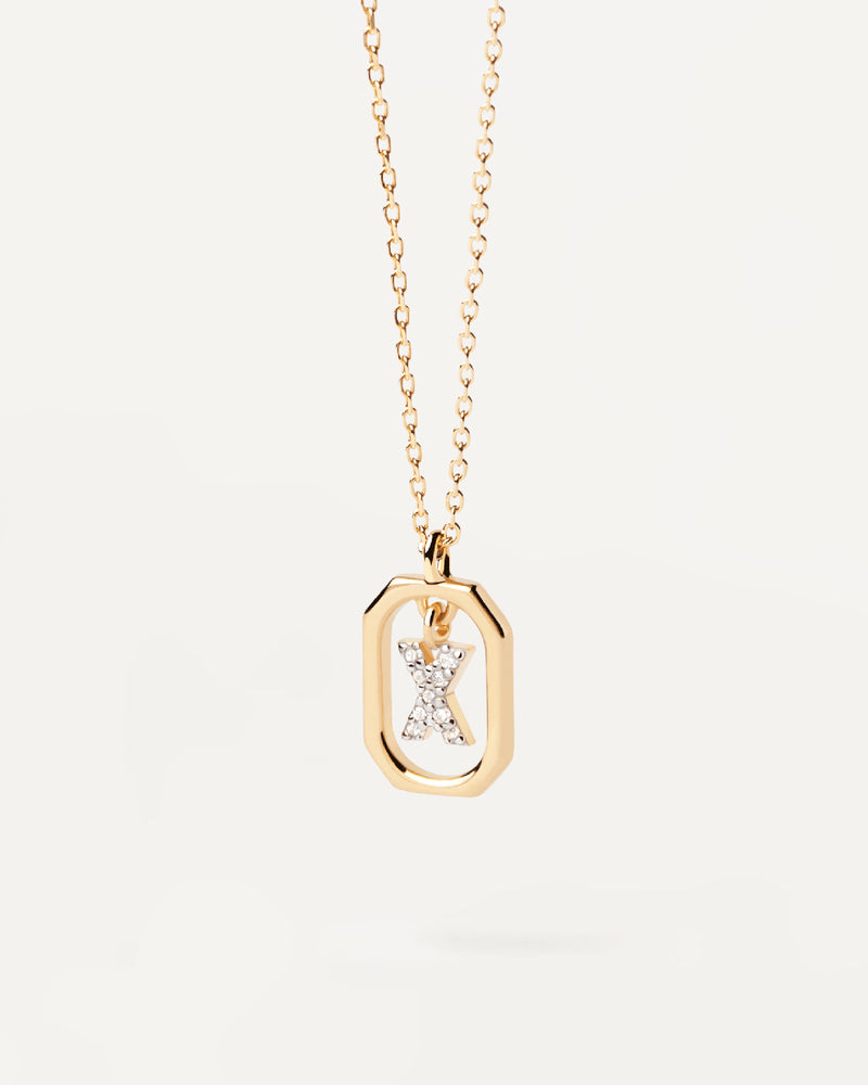 18K vergulde ketting met hanger met A-Z-letter in 925 zilver